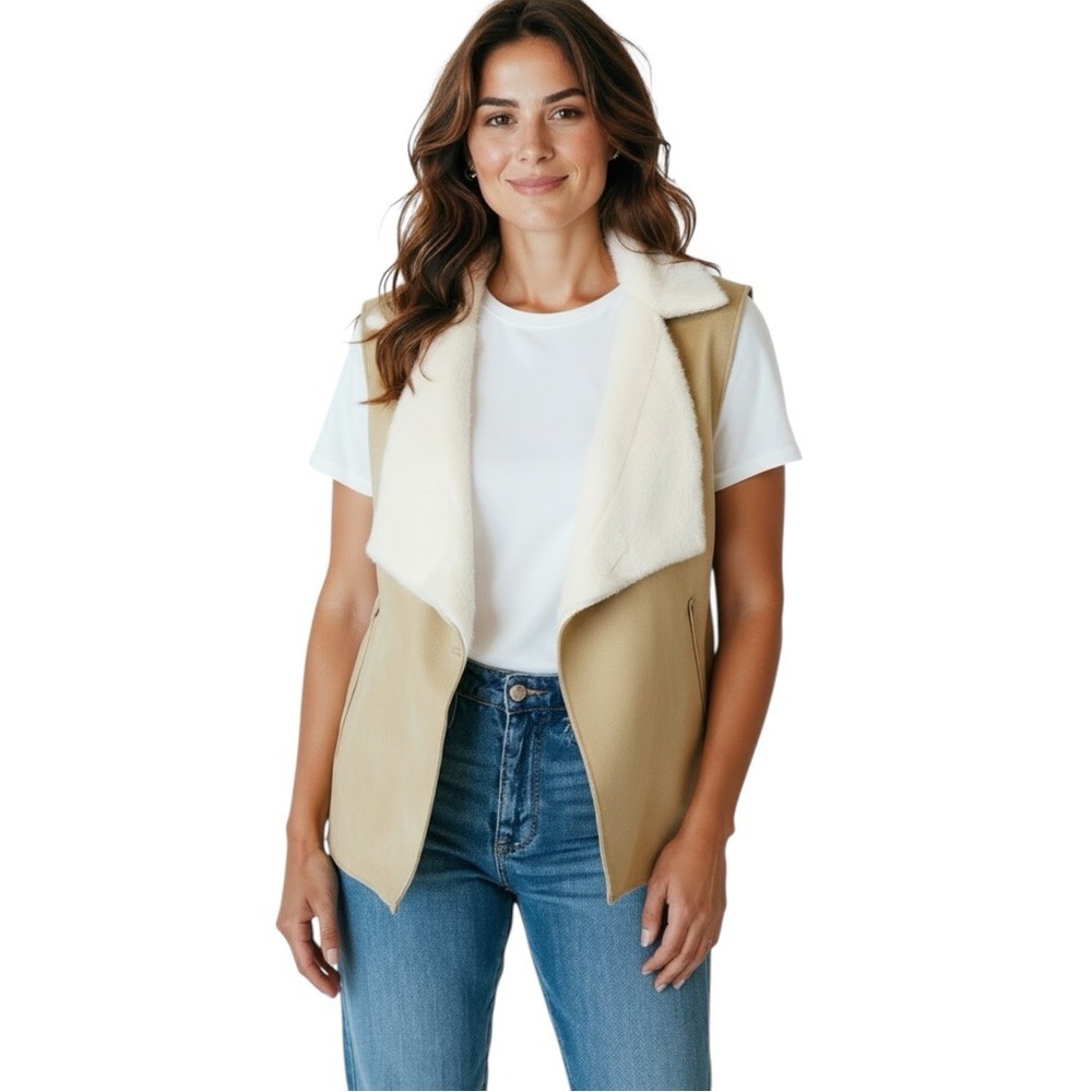 The Royal Standard Larson Oversized Vest, Color Cream and white, Size‎ S/M